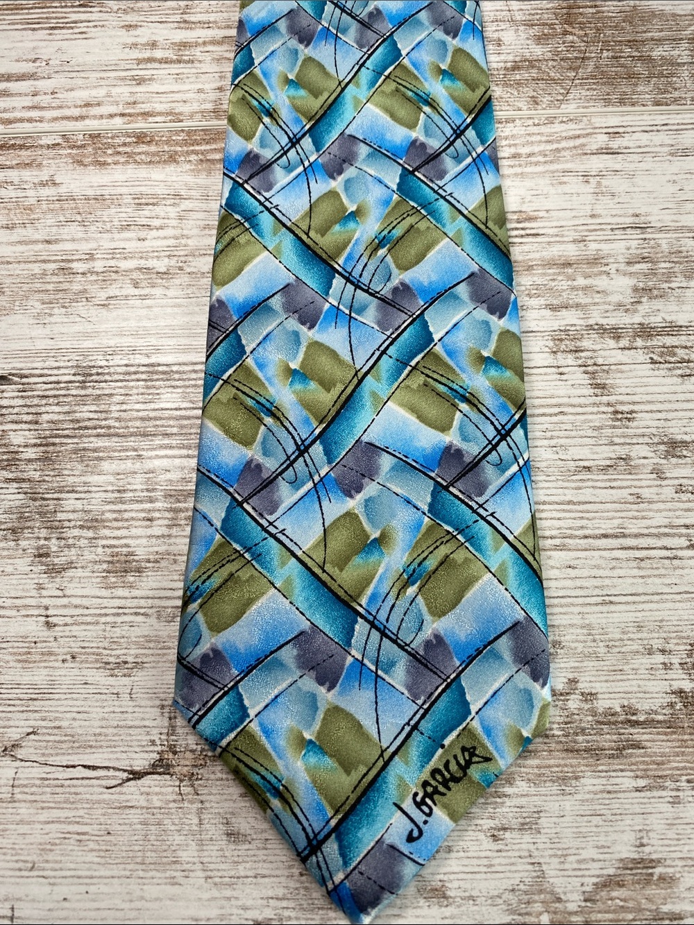 Vintage J Garcia Northern Lights Collectors Edition Silk Necktie Abstract Tie